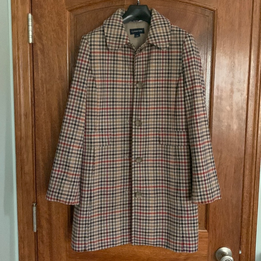 COPY - Wool/cashmere classic plaid car coat by Lands’ End